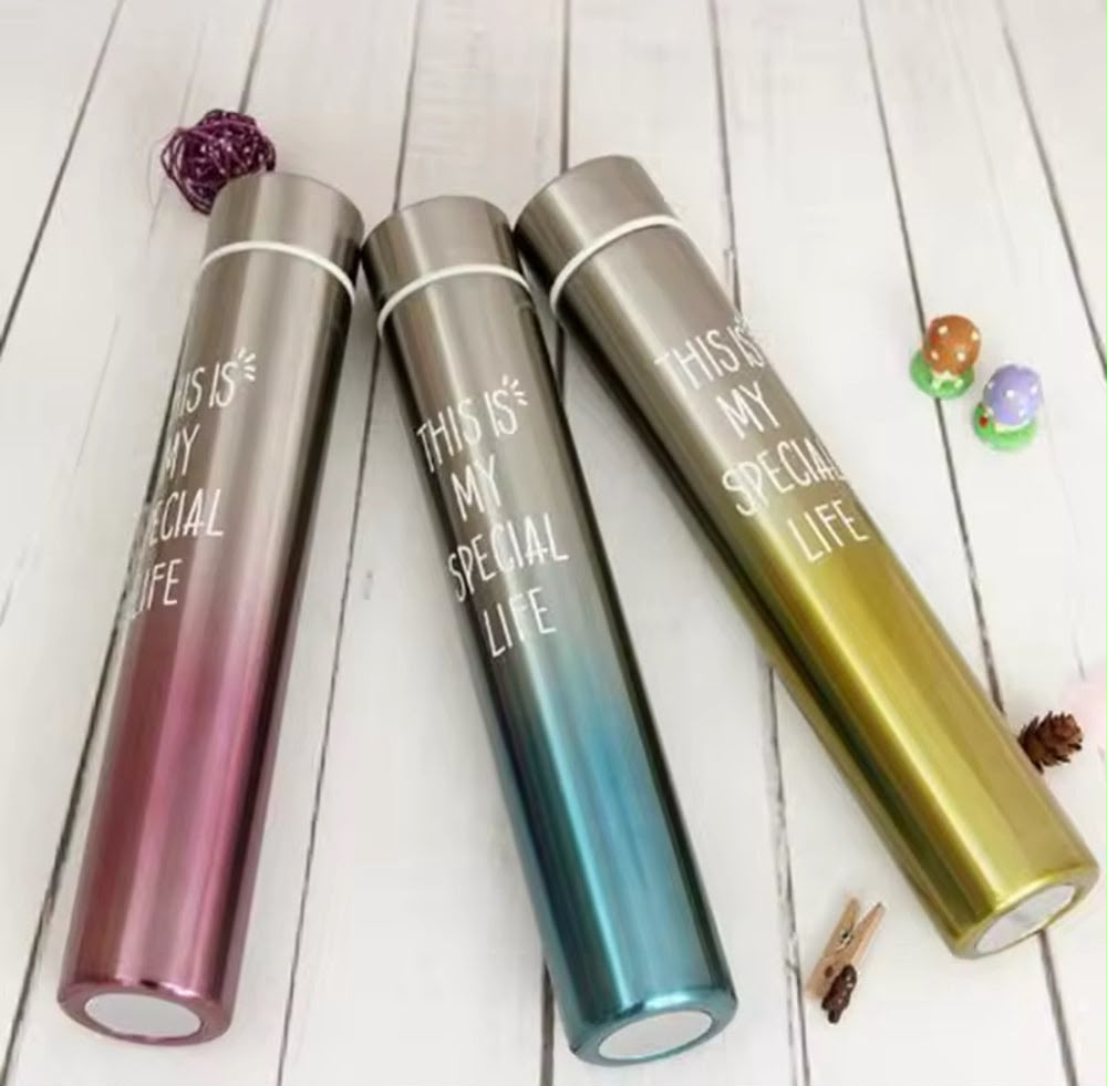 300ml Long Slim Water Bottle, Stainless Steel Thermos Water Bottle